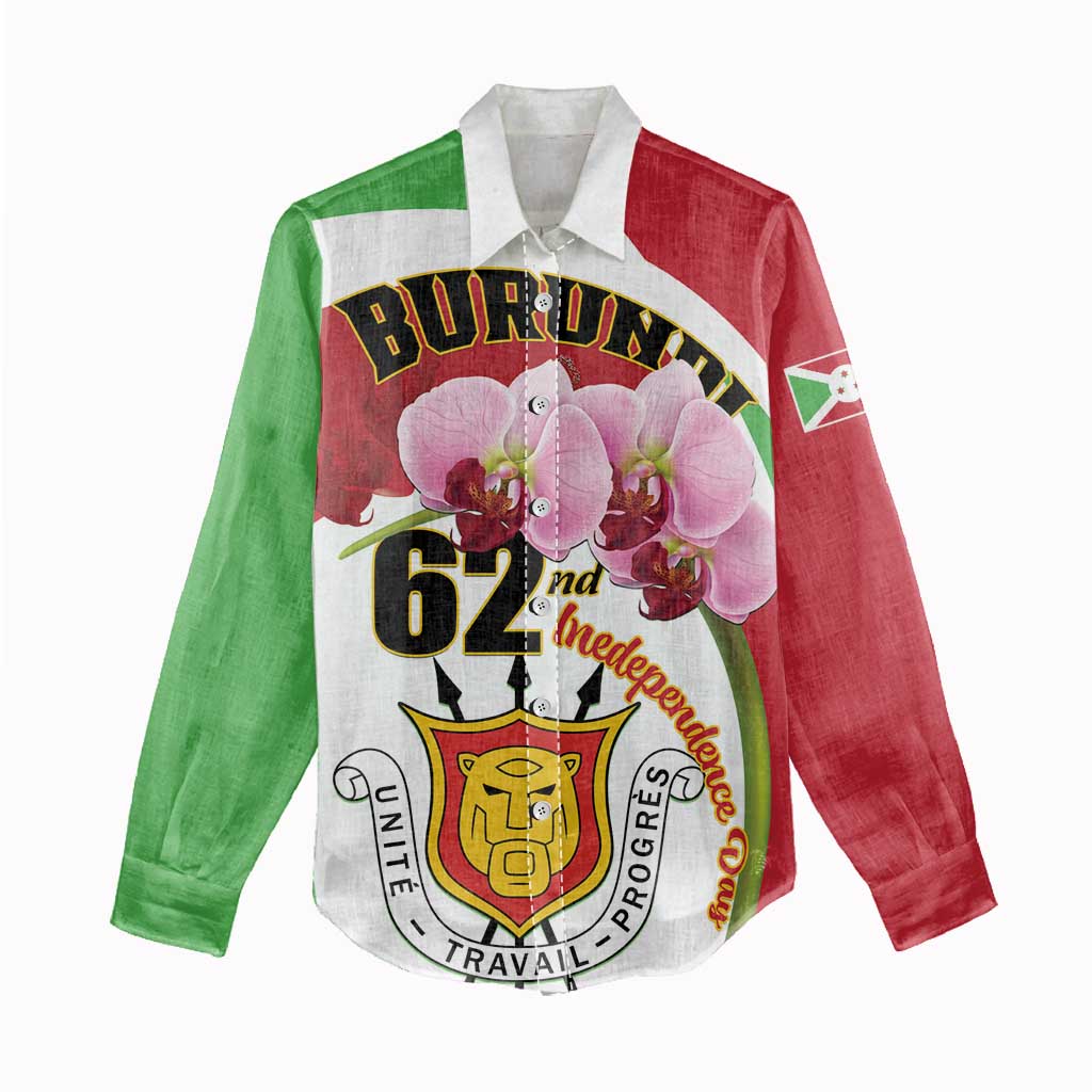 Personalized Burundi Independence Day Women Casual Shirt Coat Of Arms Bujumbura Flower LT01