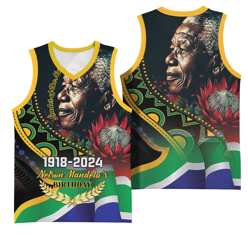 Nelson Mandela Birthday Basketball Jersey Leader of the Nation - African Pride