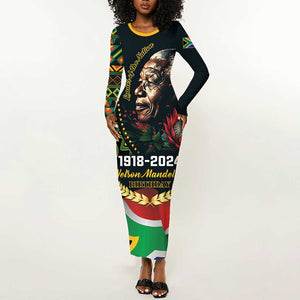 Nelson Mandela Birthday Long Sleeve Bodycon Dress Leader of the Nation LT01