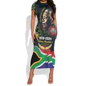 Nelson Mandela Birthday Short Sleeve Bodycon Dress Leader of the Nation LT01