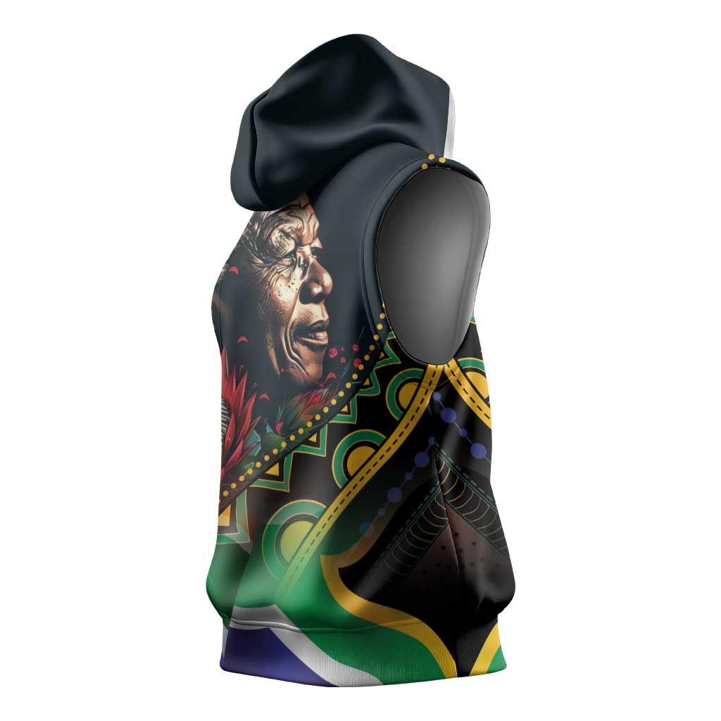 Nelson Mandela Birthday Sleeveless Hoodie Leader of the Nation - African Pride