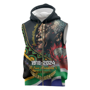 Nelson Mandela Birthday Sleeveless Zip Hoodie Leader of the Nation - African Pride