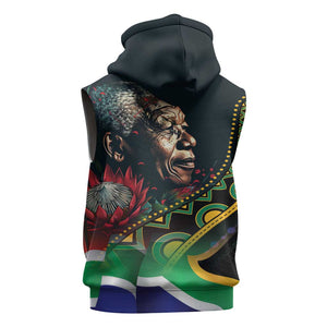 Nelson Mandela Birthday Sleeveless Zip Hoodie Leader of the Nation - African Pride
