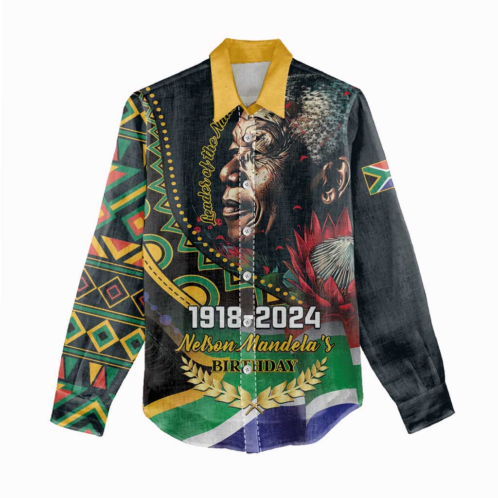 Nelson Mandela Birthday Women Casual Shirt Leader of the Nation LT01