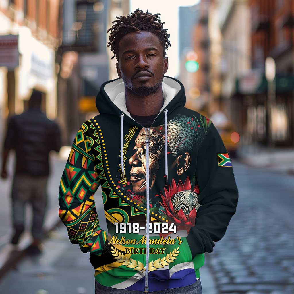 Nelson Mandela Birthday Zip Hoodie Leader of the Nation