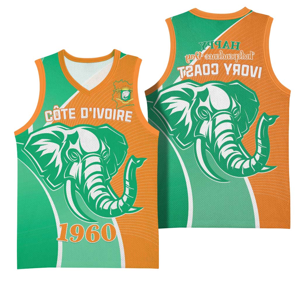 Ivory Coast Independence Day Basketball Jersey Cote d Ivoire Elephant - African Pride