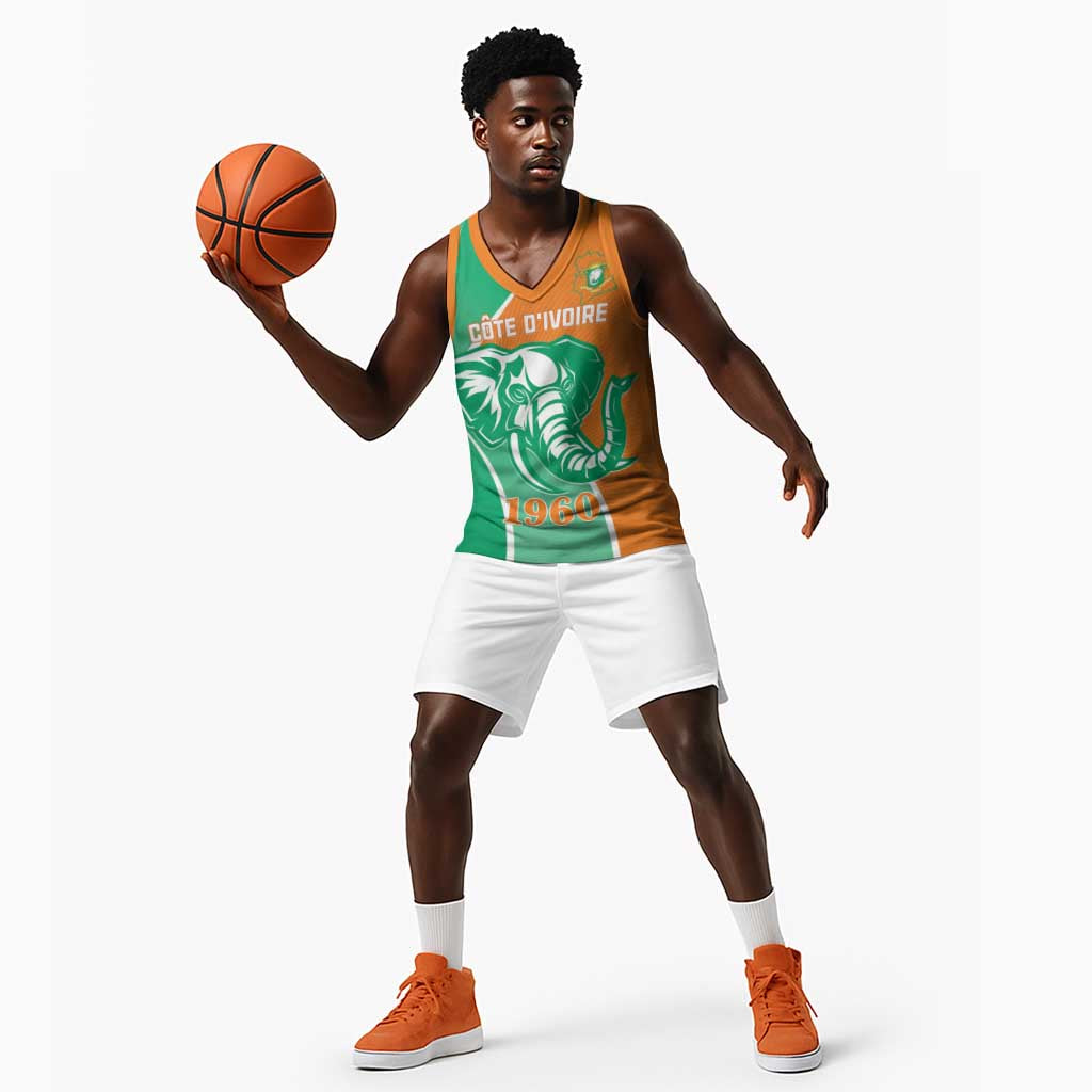Ivory Coast Independence Day Basketball Jersey Cote d Ivoire Elephant - African Pride