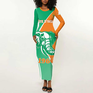 Ivory Coast Independence Day Long Sleeve Bodycon Dress Cote d Ivoire Elephant LT01