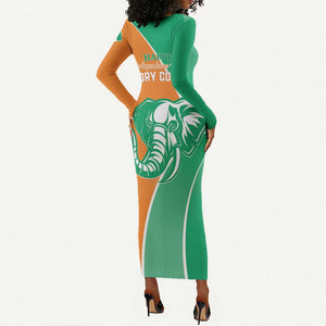 Ivory Coast Independence Day Long Sleeve Bodycon Dress Cote d Ivoire Elephant LT01