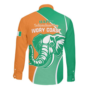 Ivory Coast Independence Day Long Sleeve Button Shirt Cote d Ivoire Elephant