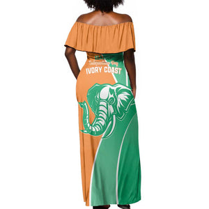 Ivory Coast Independence Day Off Shoulder Maxi Dress Cote d Ivoire Elephant