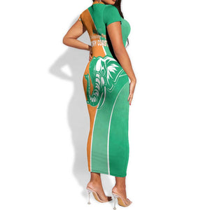 Ivory Coast Independence Day Short Sleeve Bodycon Dress Cote d Ivoire Elephant LT01