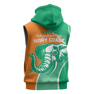 Ivory Coast Independence Day Sleeveless Zip Hoodie Cote d Ivoire Elephant - African Pride