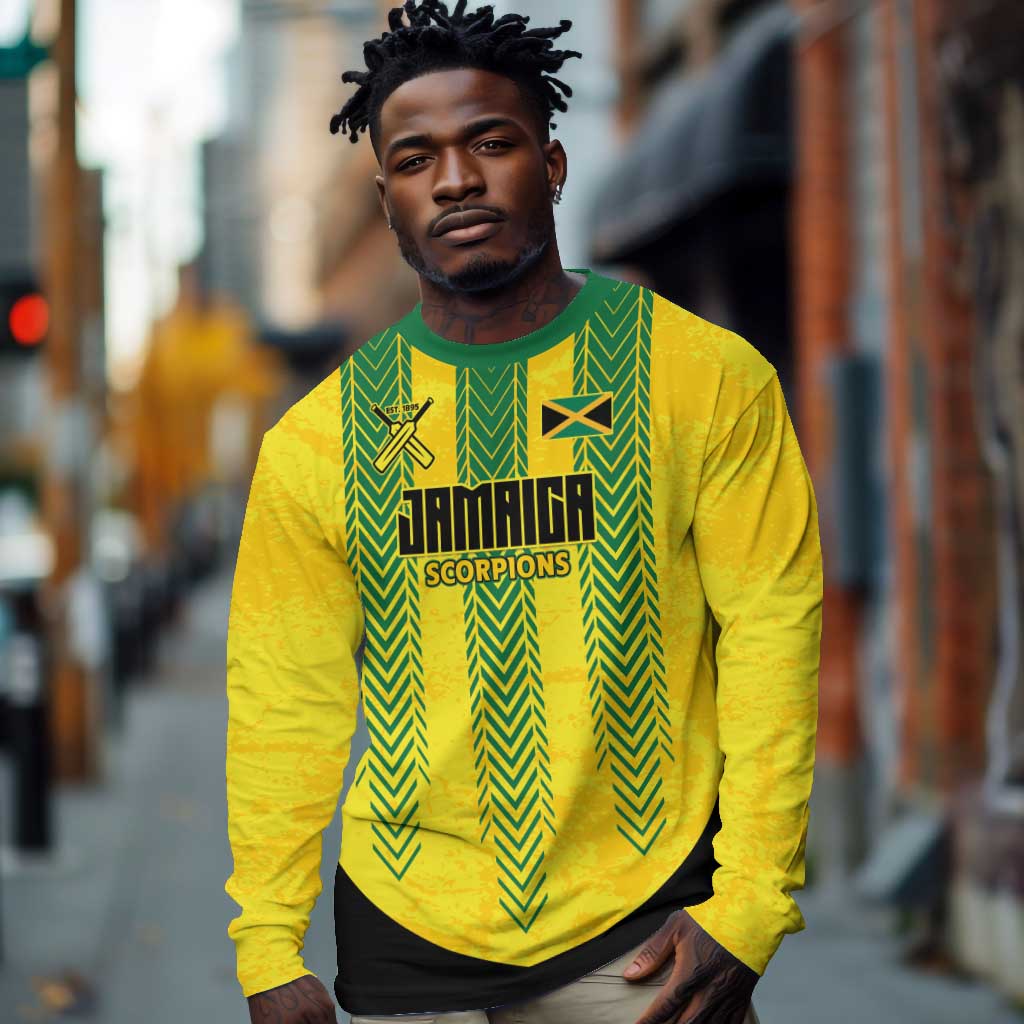 Custom Jamaica Cricket Scorpions Long Sleeve Shirt Go Champions