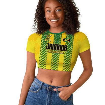 Custom Jamaica Cricket Scorpions Raglan Cropped T shirt Go Champions