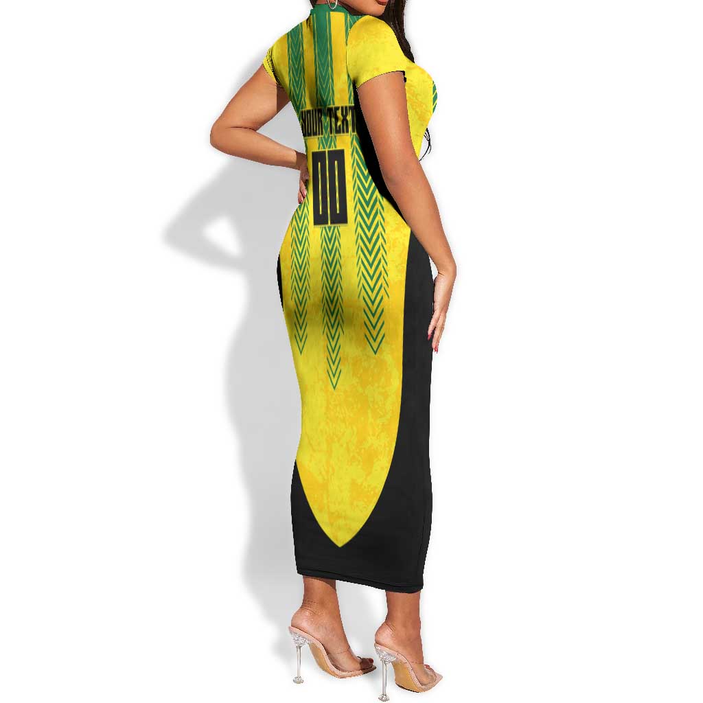 Custom Jamaica Cricket Scorpions Short Sleeve Bodycon Dress Go Champions