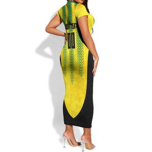 Custom Jamaica Cricket Scorpions Short Sleeve Bodycon Dress Go Champions