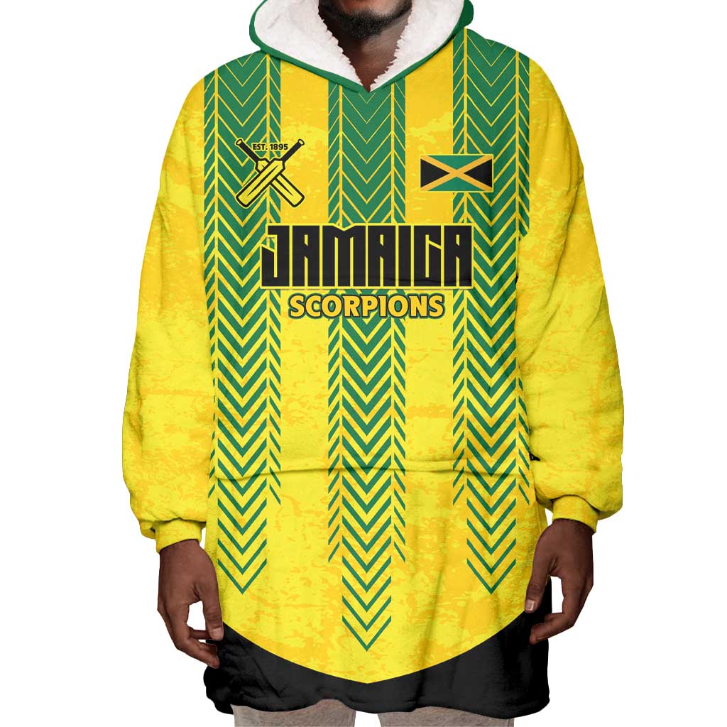 Custom Jamaica Cricket Scorpions Wearable Blanket Hoodie Go Champions