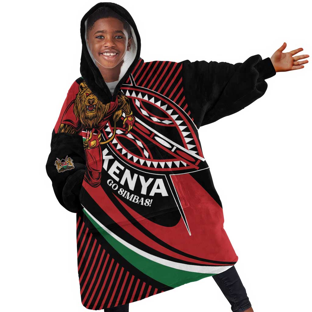 Custom Kenya Rugby Kid Wearable Blanket Hoodie Simbas Elevate Your Game
