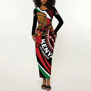 Custom Kenya Rugby Long Sleeve Bodycon Dress Simbas Elevate Your Game