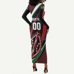 Custom Kenya Rugby Long Sleeve Bodycon Dress Simbas Elevate Your Game