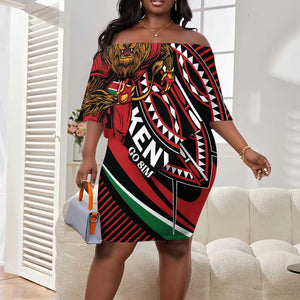 Custom Kenya Rugby Off Shoulder Short Dress Simbas Elevate Your Game