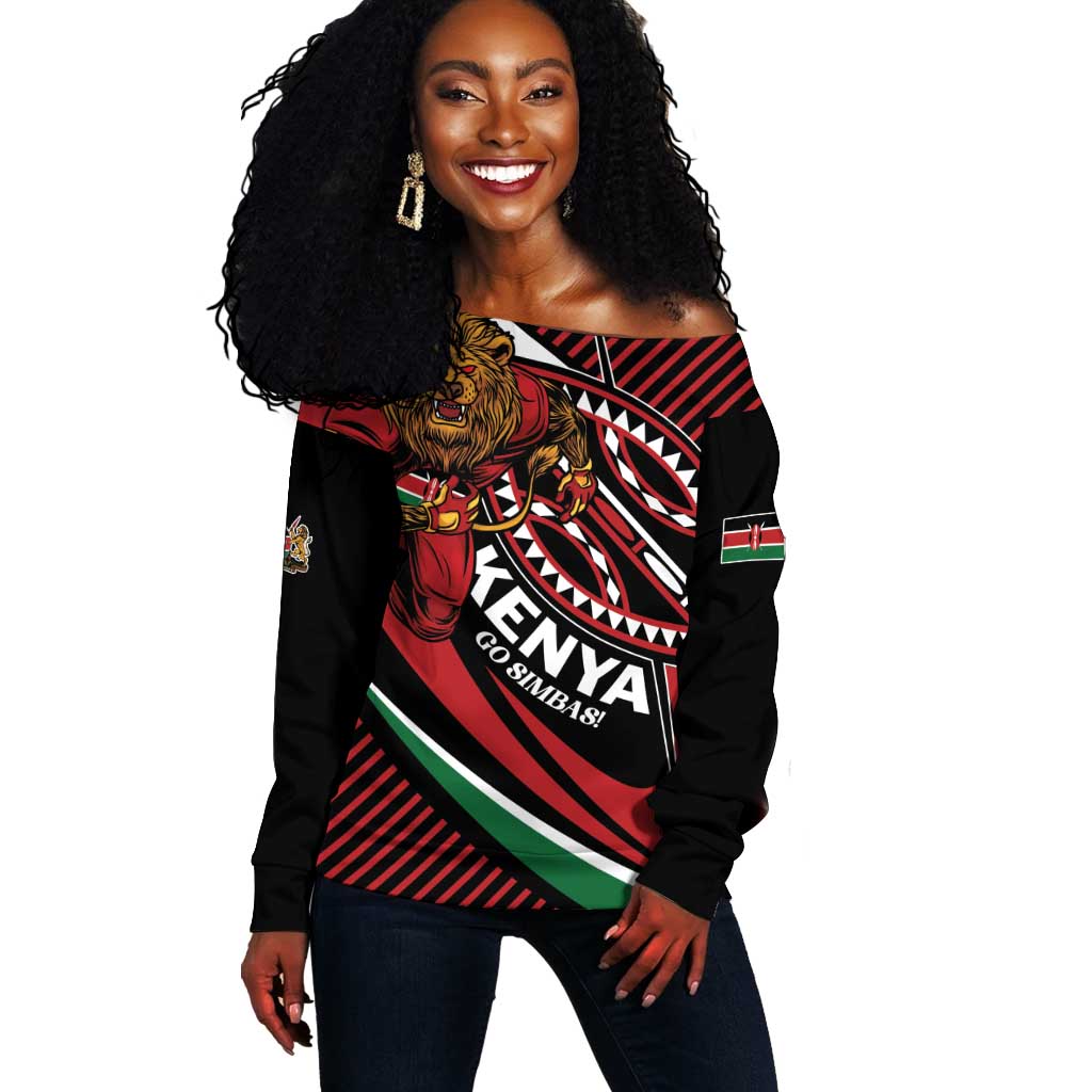 Custom Kenya Rugby Off Shoulder Sweater Simbas Elevate Your Game