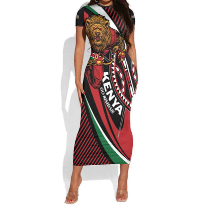 Custom Kenya Rugby Short Sleeve Bodycon Dress Simbas Elevate Your Game