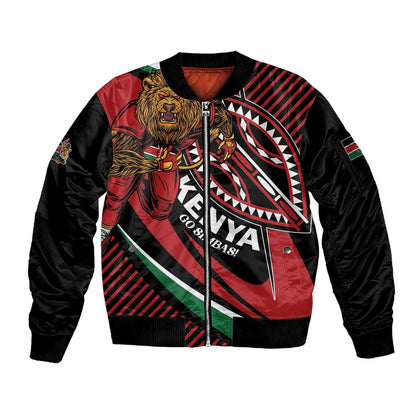 Custom Kenya Rugby Sleeve Zip Bomber Jacket Simbas Elevate Your Game