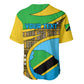 Personalized Tanzania Independence Day Baseball Jersey with Tanzanian Coat of Arms and African Pattern