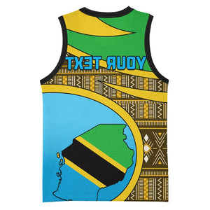 Personalized Tanzania Independence Day Basketball Jersey with Tanzanian Coat of Arms and African Pattern - African Pride