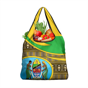 Tanzania Independence Day Grocery Bag with Tanzanian Coat of Arms and African Pattern