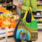 Tanzania Independence Day Grocery Bag with Tanzanian Coat of Arms and African Pattern