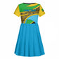 Personalized Tanzania Independence Day Kid Short Sleeve Dress with Tanzanian Coat of Arms and African Pattern