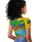 Personalized Tanzania Independence Day Raglan Cropped T shirt with Tanzanian Coat of Arms and African Pattern