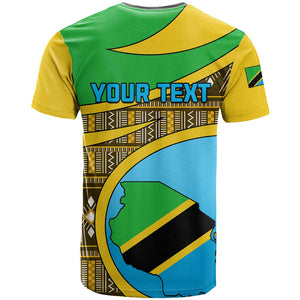 Personalized Tanzania Independence Day T shirt with Tanzanian Coat of Arms and African Pattern