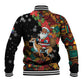 South Africa Gelukkige Kersfees Baseball Jacket Black Santa Claus Riding Springbok LT01