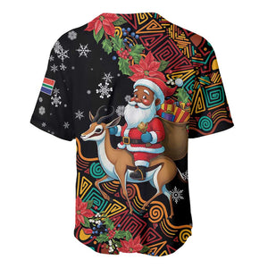 South Africa Gelukkige Kersfees Baseball Jersey Black Santa Claus Riding Springbok