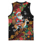 South Africa Gelukkige Kersfees Basketball Jersey Black Santa Claus Riding Springbok - African Pride