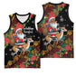 South Africa Gelukkige Kersfees Basketball Jersey Black Santa Claus Riding Springbok - African Pride