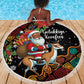 South Africa Gelukkige Kersfees Beach Blanket Black Santa Claus Riding Springbok
