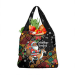 South Africa Gelukkige Kersfees Grocery Bag Black Santa Claus Riding Springbok