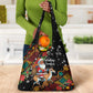 South Africa Gelukkige Kersfees Grocery Bag Black Santa Claus Riding Springbok