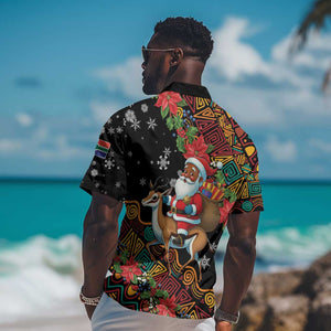 South Africa Gelukkige Kersfees Hawaiian Shirt Black Santa Claus Riding Springbok
