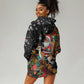 South Africa Gelukkige Kersfees Hoodie Dress Black Santa Claus Riding Springbok