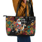 South Africa Gelukkige Kersfees Leather Tote Bag Black Santa Claus Riding Springbok