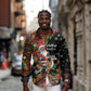 South Africa Gelukkige Kersfees Long Sleeve Button Shirt Black Santa Claus Riding Springbok