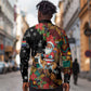 South Africa Gelukkige Kersfees Long Sleeve Button Shirt Black Santa Claus Riding Springbok