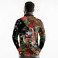 South Africa Gelukkige Kersfees Long Sleeve Polo Shirt Black Santa Claus Riding Springbok