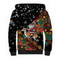 South Africa Gelukkige Kersfees Sherpa Hoodie Black Santa Claus Riding Springbok
